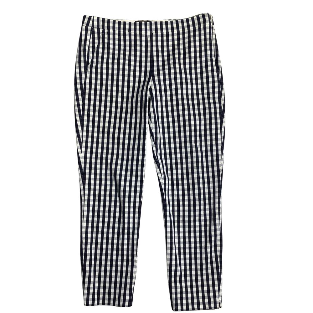 J.Crew Navy White Gingham Pants Women 4 — Martie Fit, Stretch, Classic